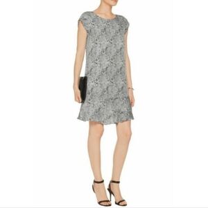 Joie Nella Gray Silk Snakeskin Print Cap Sleeve Peplum Hem Mini Dress Size XS
